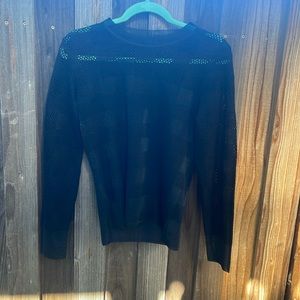 Rag & Bone Black Long Sleeve Checkered Knit Top